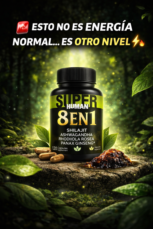 8 en 1 Ultra - Cápsulas de Shilajit Ashwagandha Rhodiola Rosea Panax y Ginseng (120 Cápsulas) SuperHuman™ PG